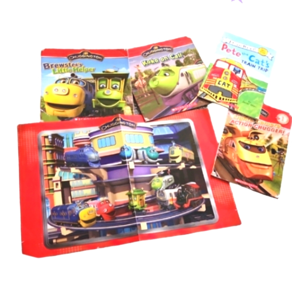 Chuggington & Pete the cat train books and poster